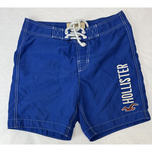 Y2K Hollister Board Shorts Mens Small Bird Blue Surf Beach Swim Trunks Lined